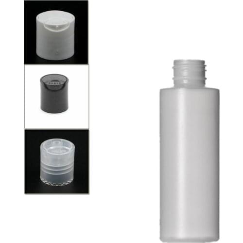 120ml empty plastic soft bottle , natural-colored HDPE cylinder round with black/white/transparent Disc Tops X5