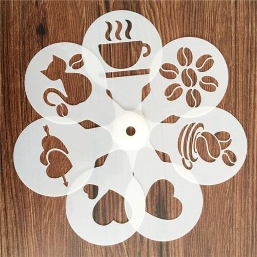 Fancy Coffee Printing Mold Coffee Mold Foam Spray Mold Coffee Drawing Cappuccino Mold Powdery Screening Tool Cake Mold 19 Pcs