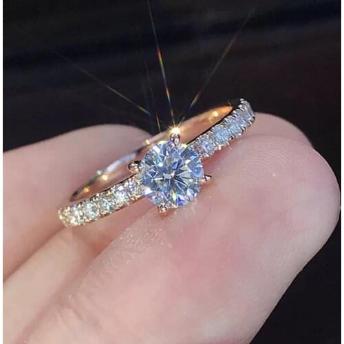 2020 Modern Fashion Women 925 Silver Ring New Trend AAA Crystal Zircon Rose Gold Rings for Women Wedding Jewelry Engagement Gift