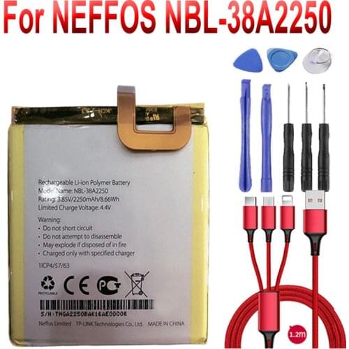2250mAh 3.85V Battery For NEFFOS NBL-38A2250 Mobile Phone Batterie Bateria Replace Parts