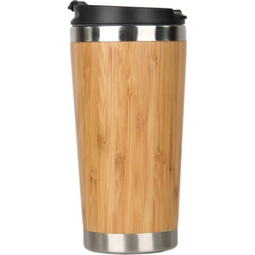 450Ml Bamboo Coffee Cup Stainless Steel Coffee Travel Mug With Leak-Proof Cover Insulated Coffee Accompanying Cup Reusable Woode