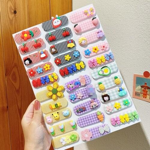 5 Pcs/Bag New Baby Girls Cute Cartoon Flower Carrot Ornament Velcro Children Lovely Sweet Hairpins Kids Hair Accessories