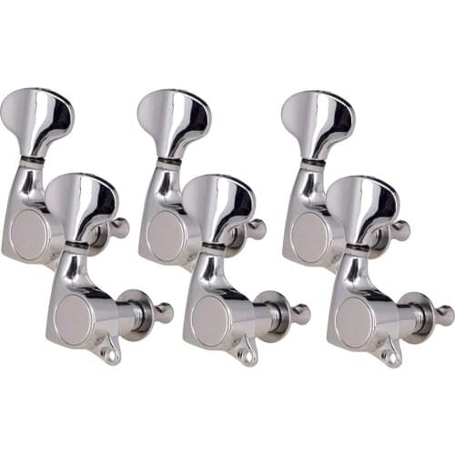 6PCS Right Hand Guitar Tuners Tuning Keys Pegs Fishtail Button for Acoustic Guitar Replacement 6R Silver