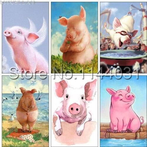 5D Diy Diamond Painting Cross Stitch Crystal Animals Pig Diamond Mosaic Set Decorative Full Diamond Embroidery Christmas Gift
