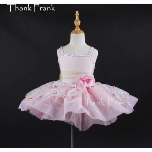 Thank Frank Sequin Neckline Ballet Tutu Dress Girls Adult Flower Embroidered Dance Costume C379