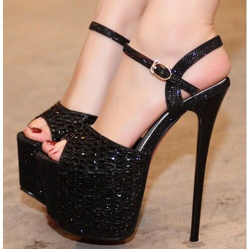 High-heeled sandals women Europe and the United States water table new sexy fine-heeled rhinestones shoes woman heels
