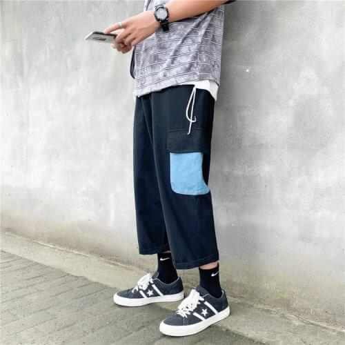 Streetwear Men‘s Cargo Pants Patchwork Hip Hop Jogger Sweatpants Men 2021 Fashion Side Pockets Casual Trousers Male Large Size
