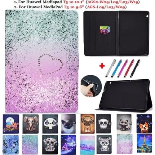Stand Cover Case For Tablet Huawei MediaPad T5 10 10.1 AGS2-W09/L09/L03/W19 Funda for Huawei media pad T3 10 Shell 9.6 Animal