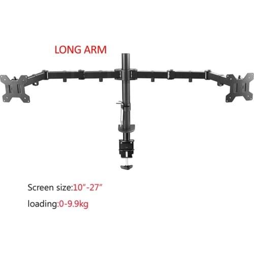 DL-MS02L Desktop Clamping Full Motion 360 Degree Dual Monitor Holder 10"-27"clamp base Monitor Mount Arm Loading 9.9kgs PC stand