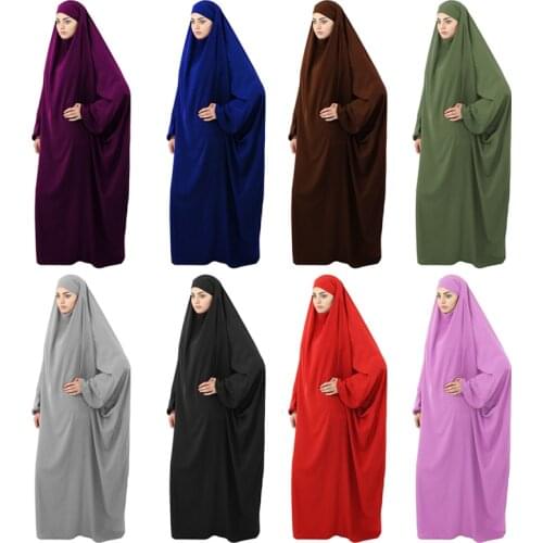 Eid Muslim Long Khimar Women Hijab Dress Prayer Garment Musulman Hooded Djellaba Jilbab Abaya Ramadan Gown Islamic Clothes Burka