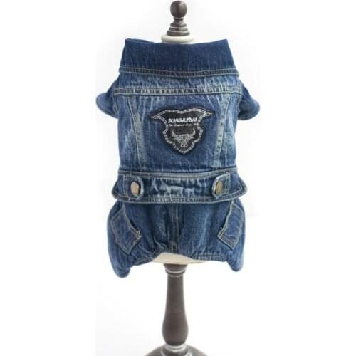 Fashion Cool Pets Denim Jacket Jumpsuit dog denim jacket Dog Puppy Jean Outwear Coats dog coat jean for small dogs blue color