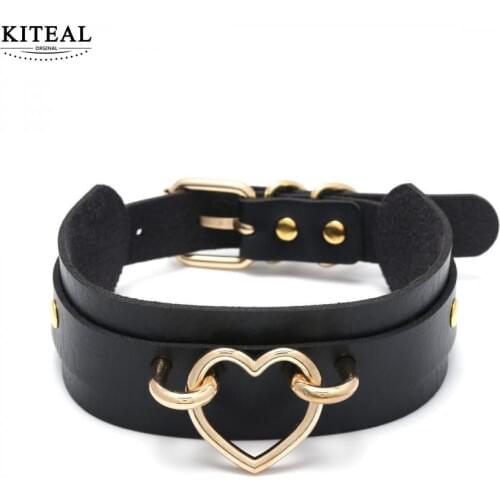 KITEAL Newest Arrival Personality Punk Sexy Exaggerated PU Metal Buckle Hoop Necklaces Cool Girl Summer Style