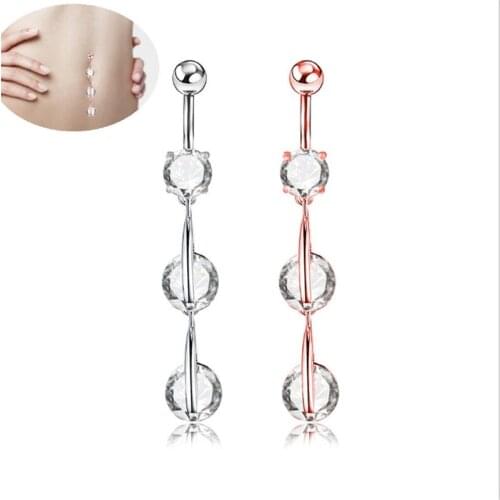 New Arrival Dangle Navel Rings Cubic Zirconia Crystal Navel Bars Women Fashion Belly Button Ring Piercing Body Jewelry Gifts