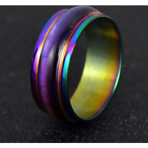 Colorful Stainless Mood Ring 6mm Wide Smart Gift Women Men Couples Rings TITANIUM RING Jewelry Wholesale