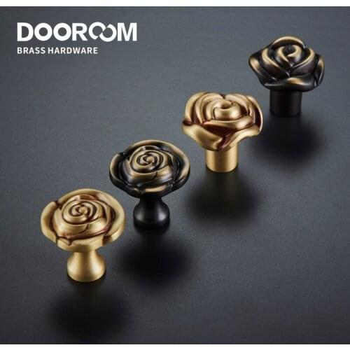 Dooroom Brass Furniture Handles Wardrobe Dresser Cupboard Cabinet Door Drawer Shoe Box Pulls Pastoral European Knobs