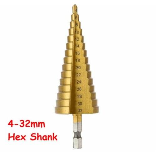 HSS Steel Large Step Cone Hex Shank Coated Metal Drill Bit Cut Tool Set Hole Cutter