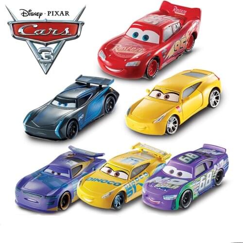 Disney Pixar Cars 3 All Series Metal Car Toy Lightning McQueen Black Storm Jackson Curz Car Model Boy Birthday Gift DXV29