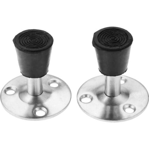 DRELD 2Pc Wall Mount Door Stops Stainless Steel Door Stopper Holder Catch Floor Fitting for Home Bedroom Toilet Hardware 45x50mm