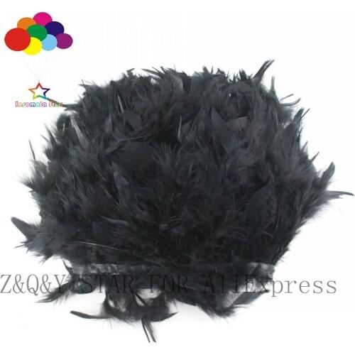 Natural turkey feather 10-15CM dyed black cloth edge DIY stage performance costume craft jewelry feather