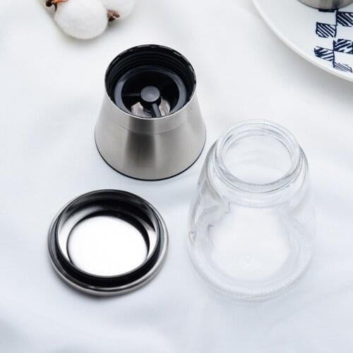 Stainless Steel Pepper Grinder Kitchen Manual Grinding Tool Creative Glass Condiment Bottle Grinder Salt and Pepper Grinder