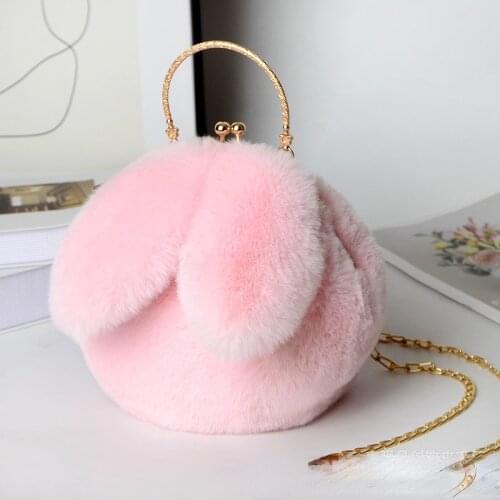 2021 New Women Plush Mini Shoulder Bag Female Messenger Bags Purses Soft Cute Rabbit Ears Crossbody Bags for Women Sac A Main