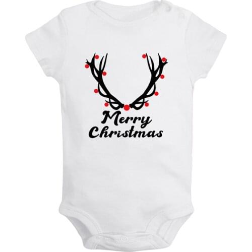 Reindeer Merry Christmas I'm 1 Year Old 1st Birthday Newborn Baby Girl Boys Clothes Short Sleeve Romper Outfits 100% Cotton