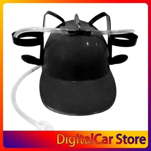 Beer Soda Drinks Guzzler Helmet Fun Drinking Hat Straw Hat Black Party Game Hat Holds 2 Cans Of Soda Beer On Side Of Helmet