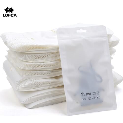 LOFCA 10pcs Plastic Bags Jewelry Packaging & Display Accessory Safety BPA Free Logo Silicone Beads Package Display Bags 2 Sizes