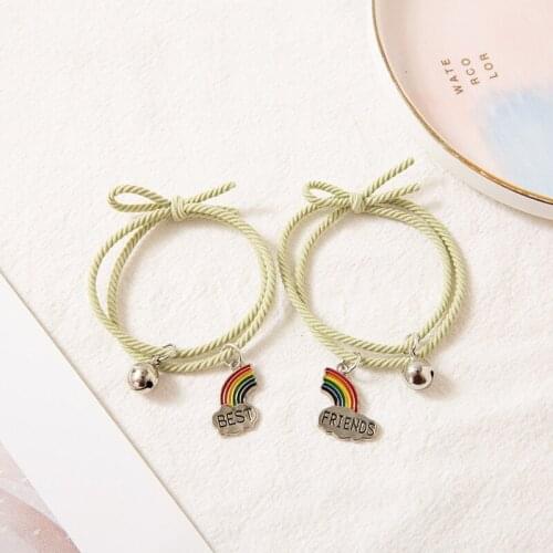 Rainbow Bell Pendant Bracelet Korean Version Simple Rainbow Cloud Splicing Friendship Bracelet Head Rope Bracelet Jewelry