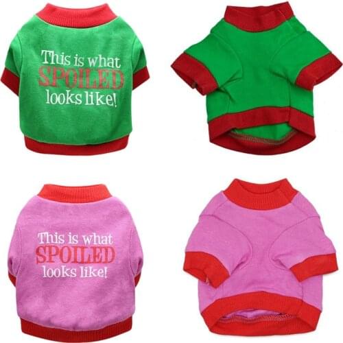 Christmas Pet Dog Vests Cotton Dog Shirt Letter Printed Dog Cat Clothes Pet Clothing Hoodies For Puppy Supplies