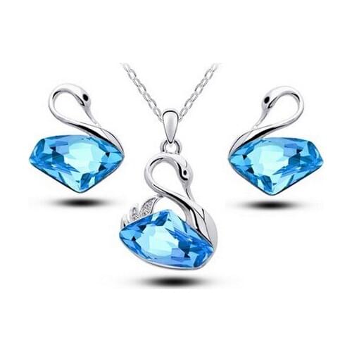 S065 Korean fashion crystal jewely sets Necklace + Earrings Two-piece Set