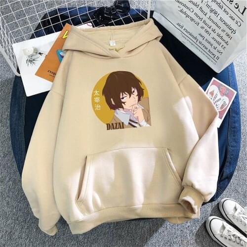 Anime Bungou Stray Dog Dazai Osamu Hoodies Pullover Japan Cartoon Printed Basic Kpop Oversize Streetwear Casual Women Sweatshirt
