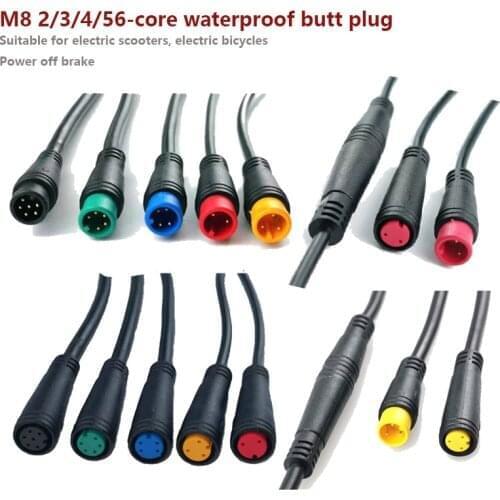 M8 Electric bicycle waterproof butt plug connector Scooter brake cable pluger signal connect cut off power sensor 2/3/4/5/6pin