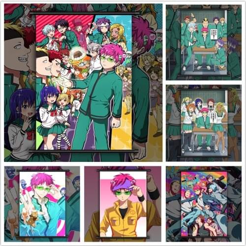 WTQ The Disastrous Life of Saiki K Saiki Kusuo Retro Poster Canvas Painting Anime Posters Wall Decor Wall Art Picture Home Decor