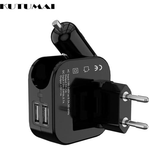 2 in 1 Home & Car Charger Foldable Travel Wall Charger Adapter Mobile Phone USB Charger For iPhone 6 7 8 Samsung Xiaomi Huawei