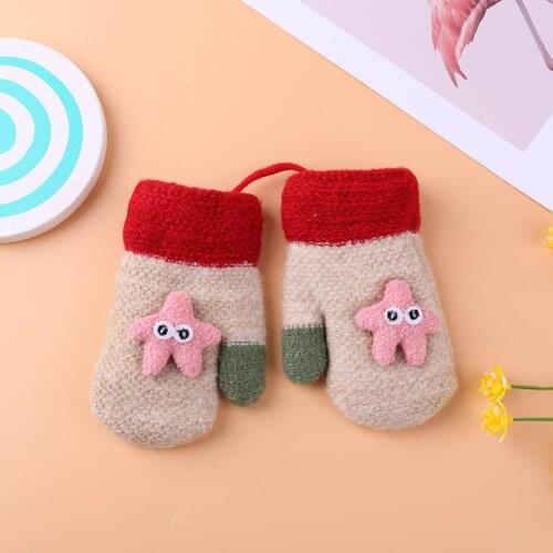 1 Pair Cartoon Gloves Thicken Imitation Lamb Fleece Children Gloves Girls Boys Autumn Winter Apparel Accessories Gifts
