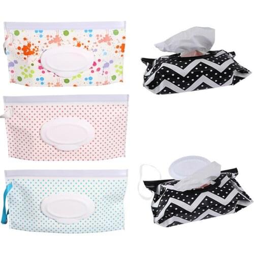 1 PC Carry Easy Wet Wipes Bags Napkin Storage-Box Wipe Case Cartoon Print Eco-friendly Reusable Cosmetic Bag