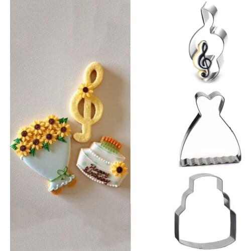 1pcs patisserie reposteria Flower Cake Music Metal Cookie Cutters Fondant Cake Decor Tools Cupcake Toppers Biscuit Paste Mould