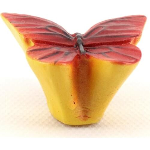 10PCS Red Yellow Butterfly Resin Knobs Dresser Knobs for Girls Cabinet Drawer Pull Handle for Children Home Decoration