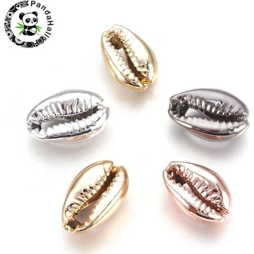 50pcs Electroplated Shell Beads Cowrie Shells for Jewelry Bracelet Necklace Earring Making DIY Golden Black 15~20x10~12x5~6mm