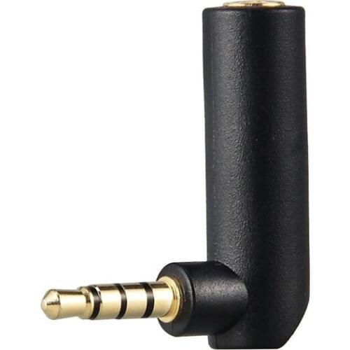 90 Degree Right Angled 3.5mm Male to Female Adapter 4 Pole Converter Headphone Audio Microphone Jack Stereo Plug Connector
