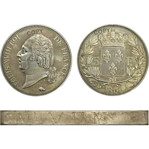 Aliexpress France Aliexpress France France 1816 D 5 Francs Louis XVIII ROI DE Letter Edge Brass Plated Silver Copy Coins
