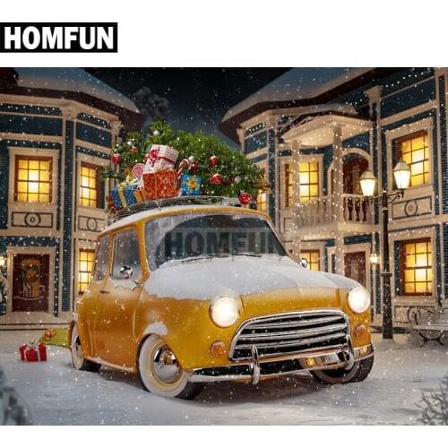 HOMFUN Full Square/Round Drill 5D DIY Diamond Painting "Christmas car" Embroidery Cross Stitch 5D Home Decor Gift A02628