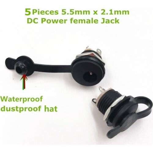 DC5.5x2.1mm 5.5x2.5mm Power Jack Socket Female Panel Mount Connector for battery can weld E-bike battery DIY dust proof