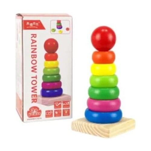 Call Toy Wooden Rainbow Ring Rainbow Toy Educational