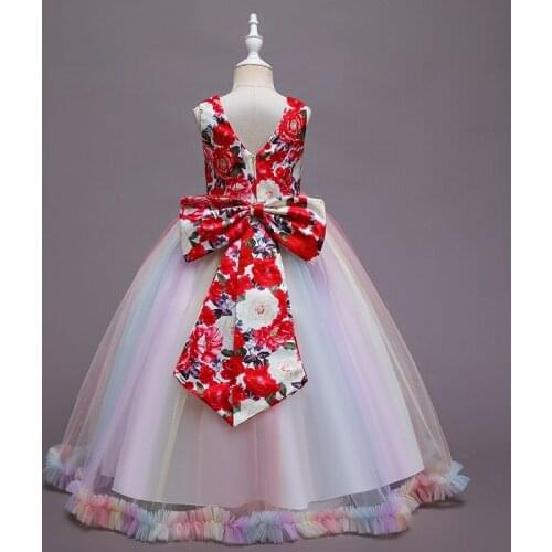 Flowers Kids Dress for Girls Wedding Girl Dress Princess Party Pageant Formal Gown For Teen Children Dress New Year dress
