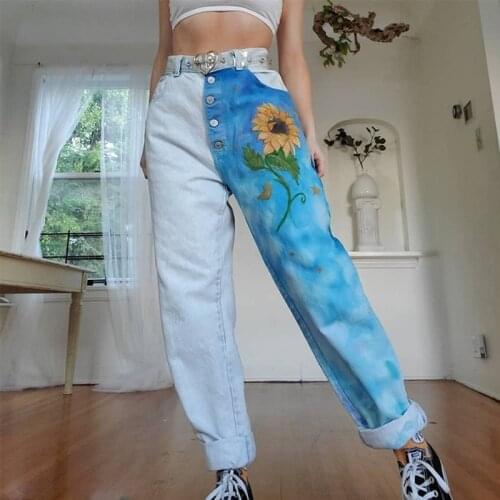 Sunflower Female Clothes Long Pants Women Jeans Feminino 2021 Patchwork White Blue Denim Trousers Woman Ladies Jeans Mujer SDB4