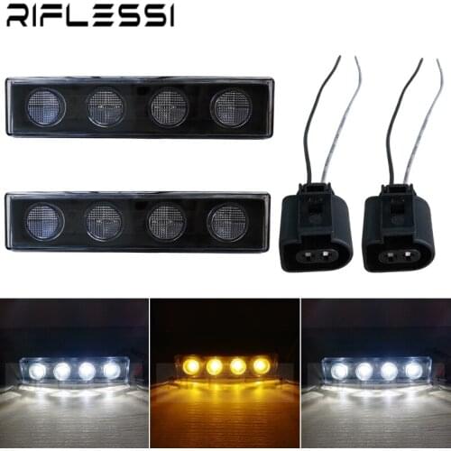2 x 24V Sun Visor Lights For Scania Heavy Truck Trailer LED Signal Lamp White Amber With Connector Socket