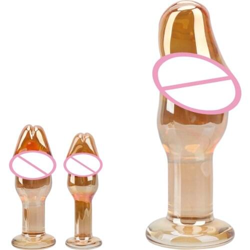 Fake Penis Gold Crystal Glass Dildo Adult Sex Toys for Women Men Gay Anal Butt Plug Female Masturbation Sex Products