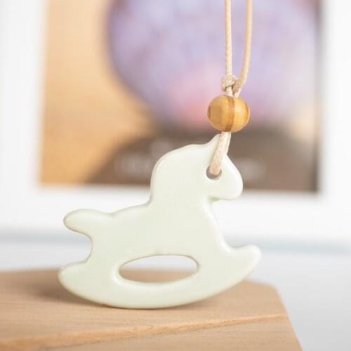 Ceramic Pendant Handmade Necklace Ceramic Necklaces Cartoon Horse Necklaces #IY473